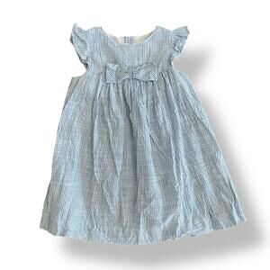 Edgehill Collection Girls Blue Striped Seersucker Button Back Dress Size 2T